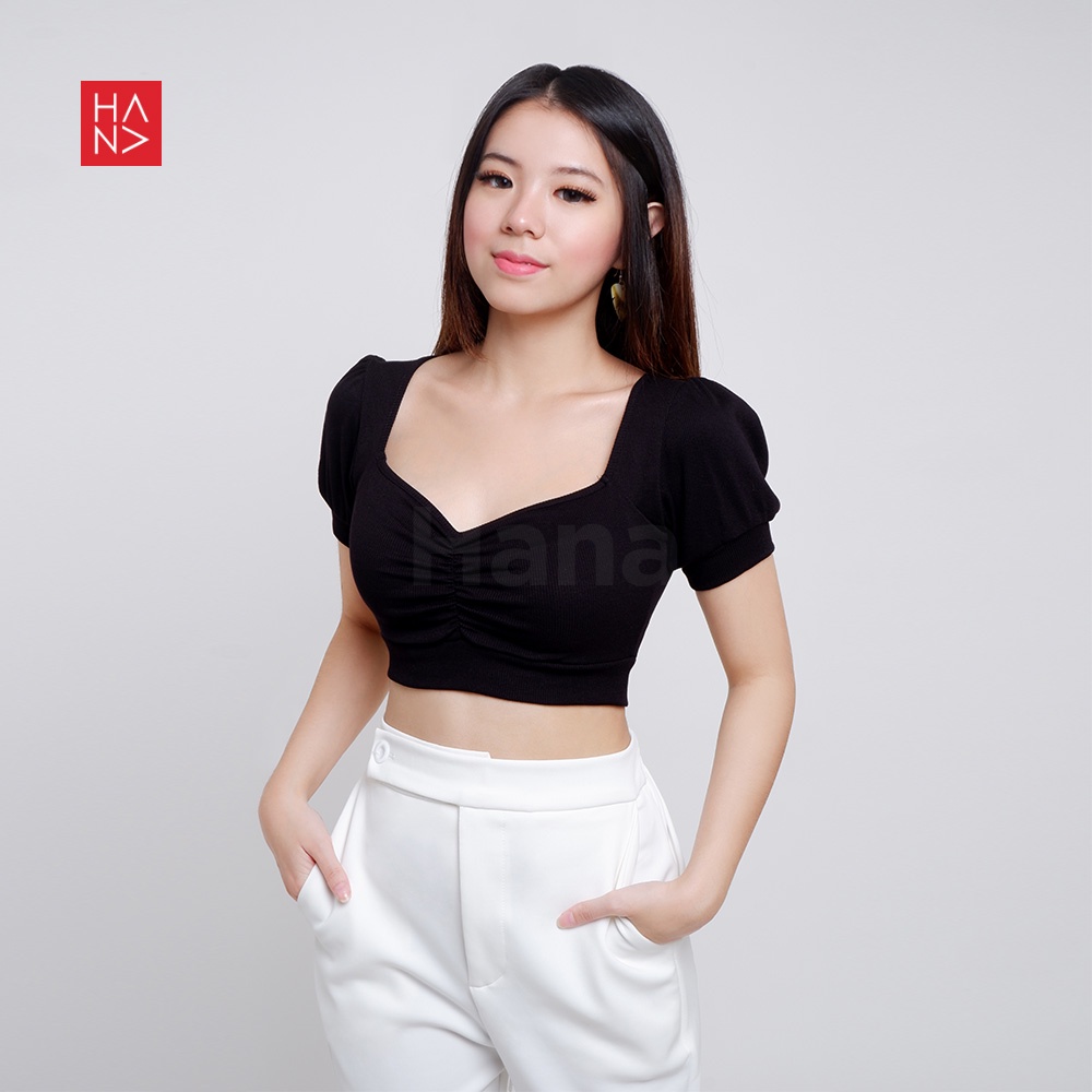 Jual Hana Fashion Fiore Crop T Shirt Wanita Crop Top Wanita Korea