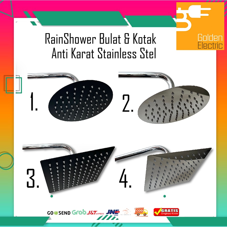 Jual Rain Shower Head Wall Mandi Tembok Stainless Steel Kepala Kotak