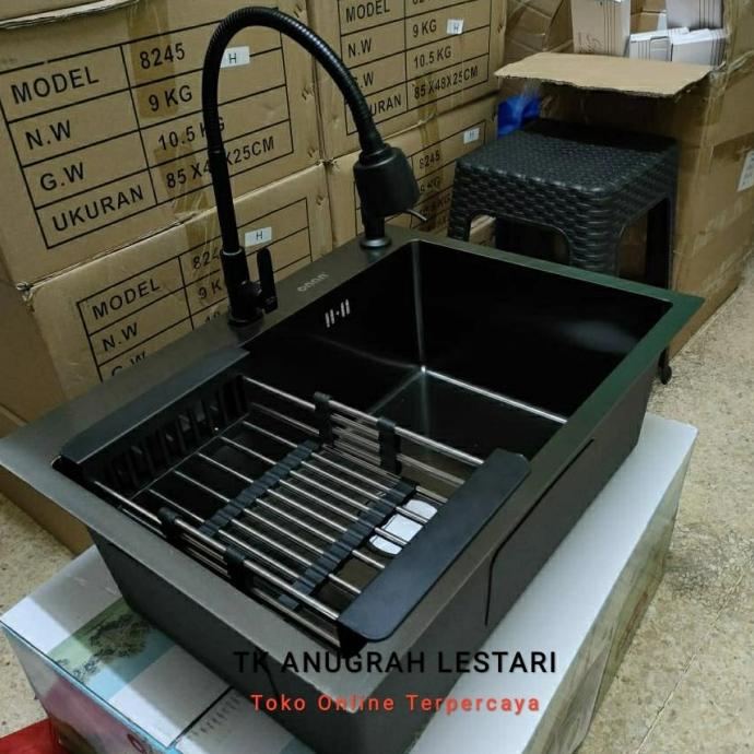 Jual Paket Lengkap Kitchen Sink Onan 6045 Black Bak Cuci Piring Hitam