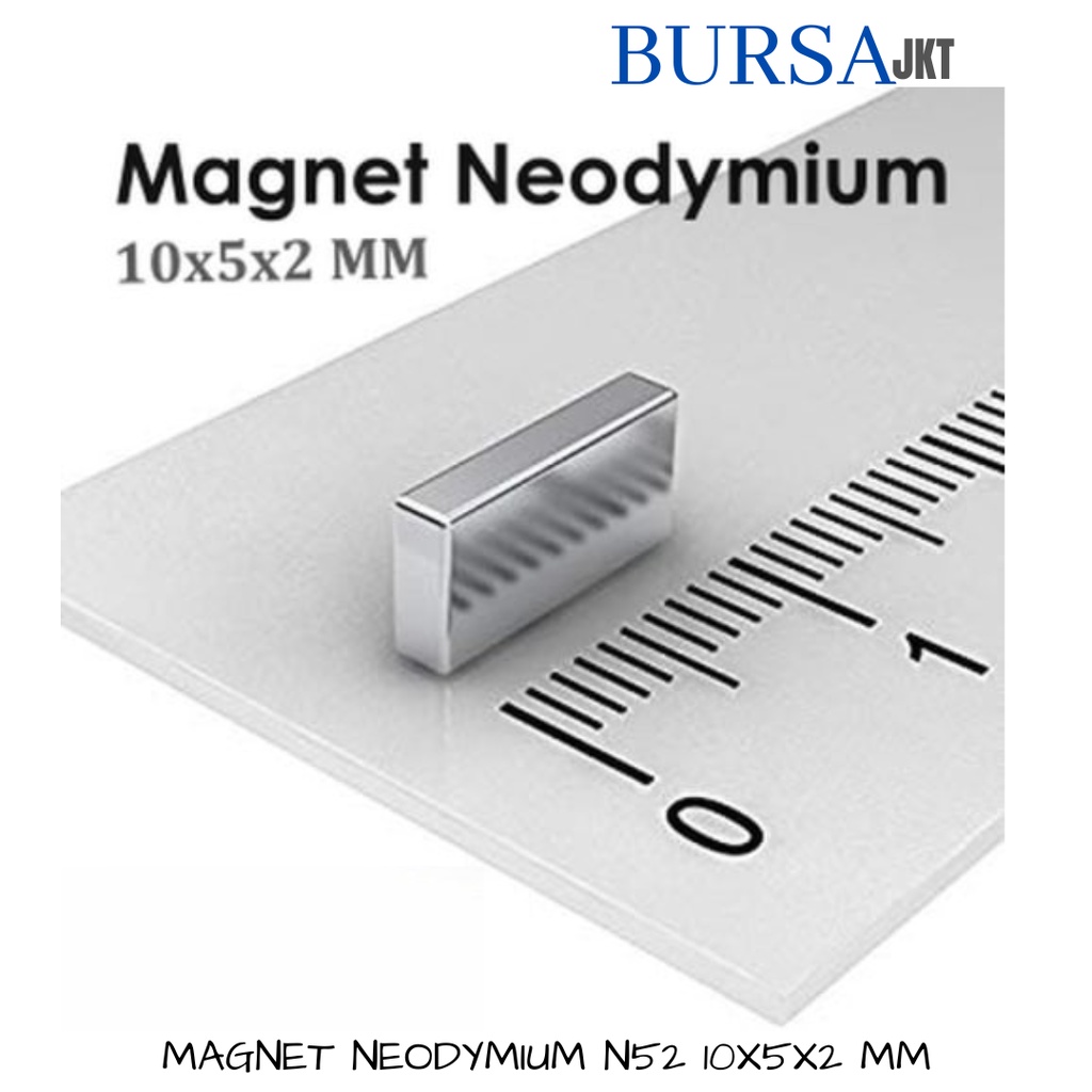 Jual STRONG MAGNET SUPER KUAT N52 NdFeB SQUARE BAR BATANG 10X5X2 MM