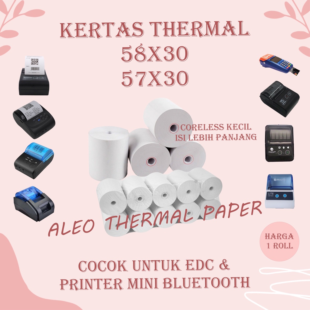 Jual KERTAS THERMAL STRUK KASIR PAPER ROLL TERMAL EDC 58MM THERMAL