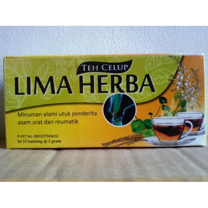 Jual Teh Celup Lima Herba Untuk Asam Urat Dan Rematik Shopee Indonesia