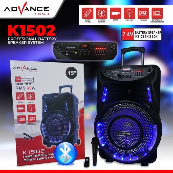 Jual SPEAKER PORTABLE ADVANCE K1502 1502 AMPLIMEETING BLUETOOTH 15 INCH