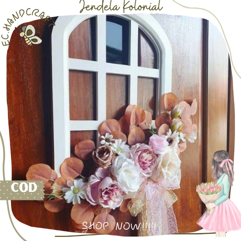 Jual Hiasan Dinding Jendela Kolonial Polos Bunga Custom Colonial Window