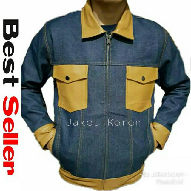 Jual Jaket Levis Jeans Dilan Kombinasi Kulit Asli Garut Tampil Gagah