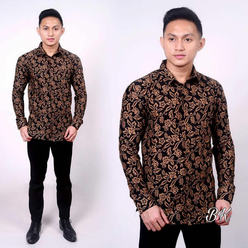 Jual BAJU BATIK PRIA LENGAN PANJANG KEMEJA BATIK MODERN MOTIF SOGAN