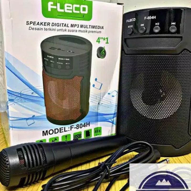 Jual SPEAKER ACTIVE BLUETOOTH FLECO F 804 BONUS MICROPHONE KARAOKE