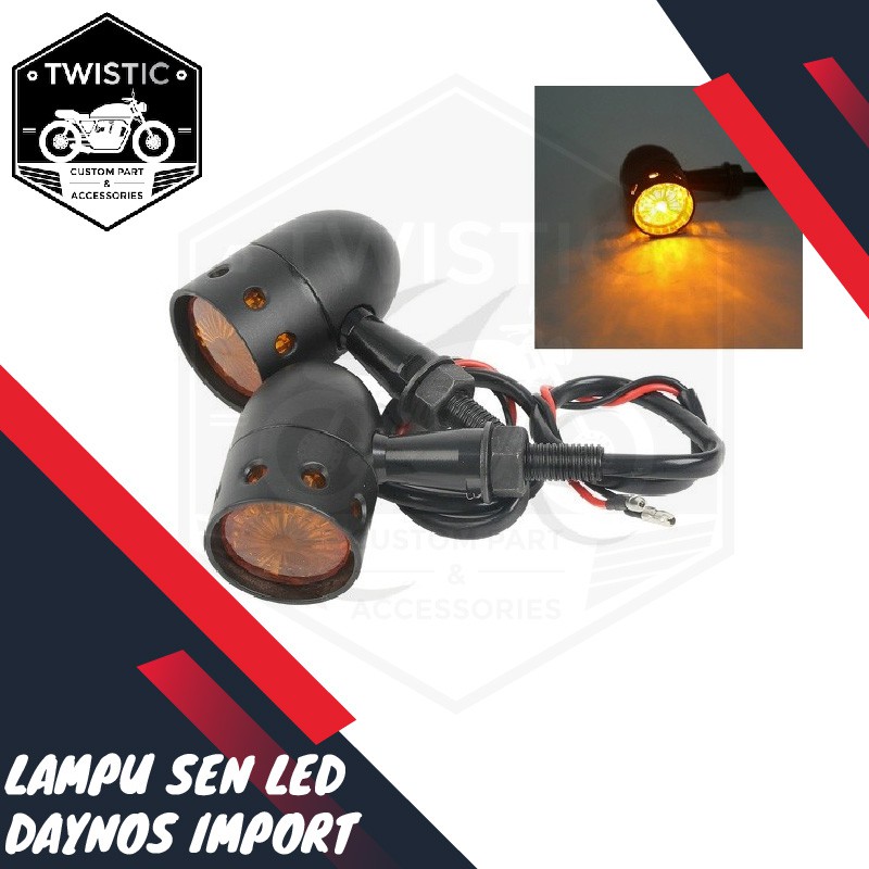 Jual Lampu Sen Sein LED Daynos Hitam Premium Motor Classic Retro