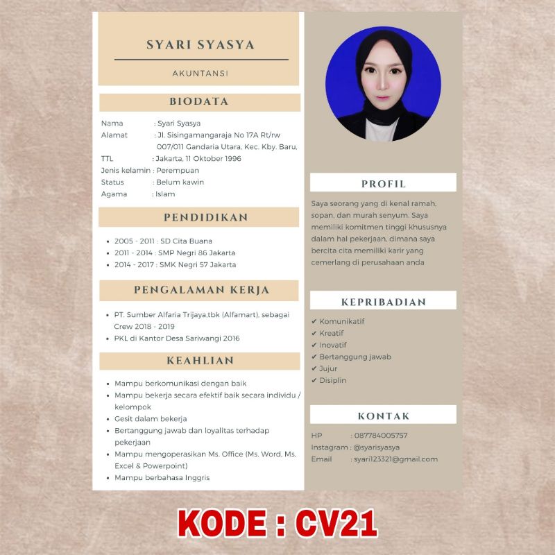 Jual Jasa Pembuatan CV Curriculum Vitae Daftar Riwayat Hidup