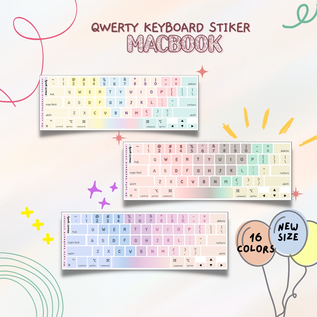 Jual Ln Qwerty Keyboard Sticker Aesthetic Palette Oh Cute Stiker