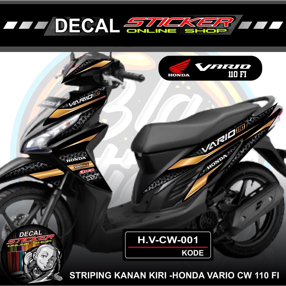 Jual STIKER MOTOR HONDA VARIO 110 CBS FI STICKER DECAL STRIPING KANAN