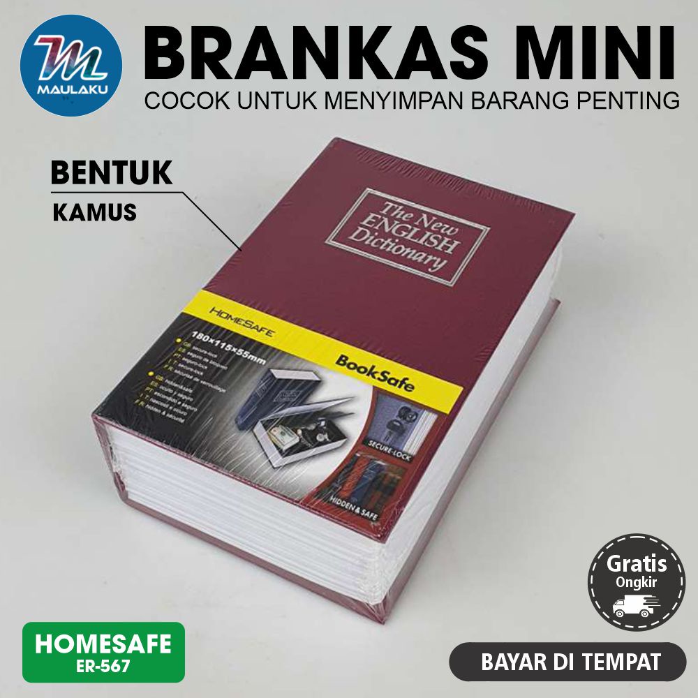 Jual Brankas Mini Bentuk Buku Kamus Kotak Rahasia Book Storage Ukuran S