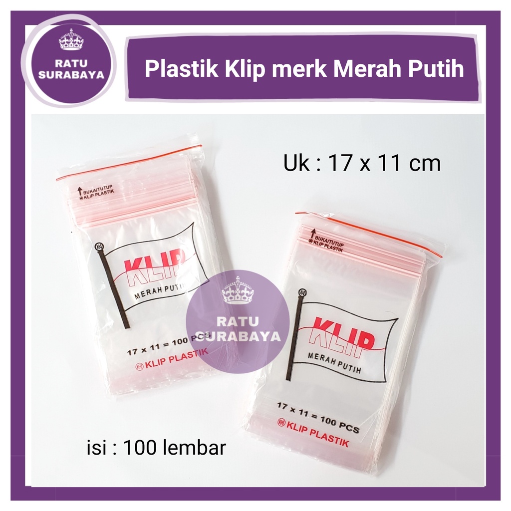 Jual Plastik Klip Kecil Uk 11x17 Cm Isi 100 Pcs Clip Ziplock 17x11