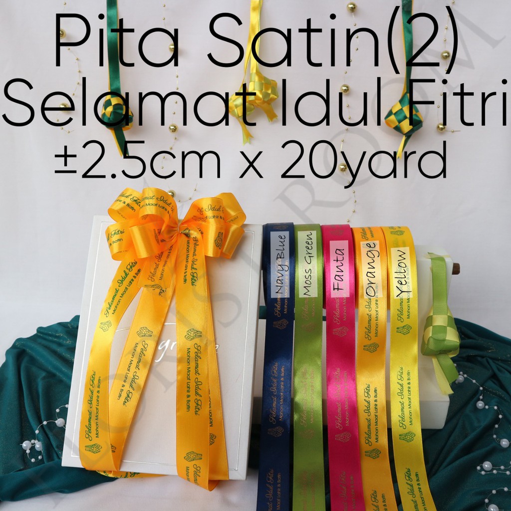 Jual Pita Satin 2 Selamat Idul Fitri 2 5cm X 20 Yard Ribbon