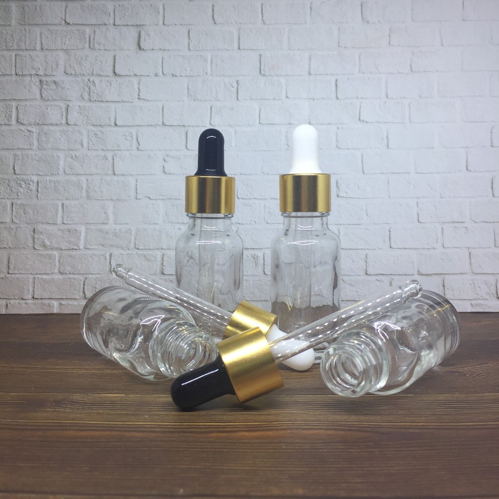 Jual FREYEL Botol Kaca Pipet 20ml Bening Tebal Ring Gold Shopee