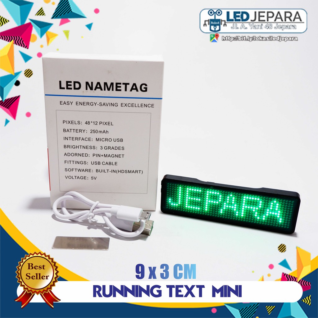 Jual Papan Nama Digital Led Tulisan Berjalan Running Text Mini Nametag