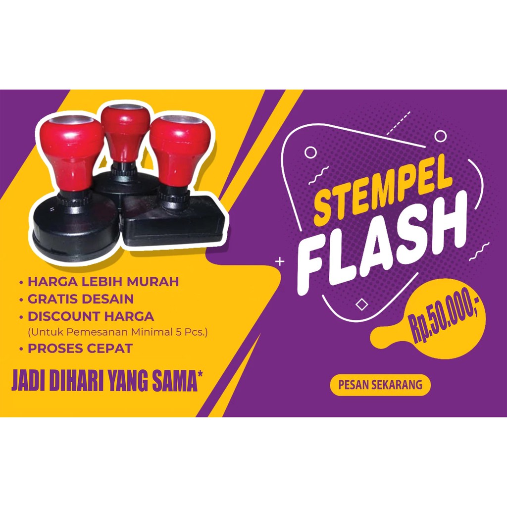 Jual Stempel Perusahaan Logo Nama Tandatangan Lunas Stample Flash