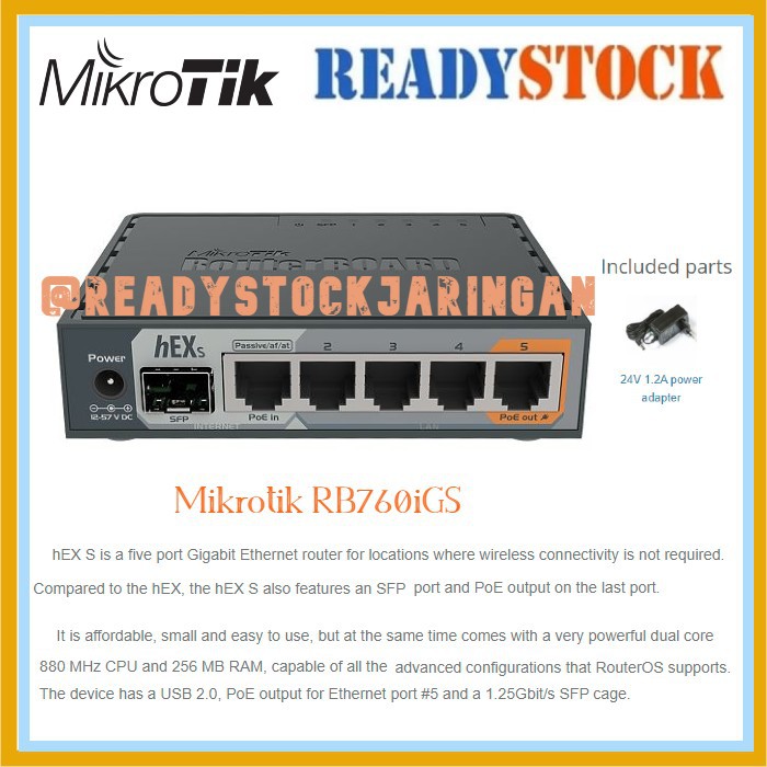 Jual Mikrotik Rb Igs Gigabit Ethernet Sfp Hex S