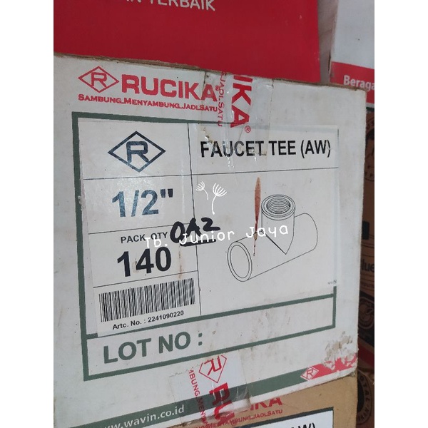 Jual SAMBUNGAN FITTING PIPA FAUCET TEE AW RUCIKA T DRAT DALAM TDD 1 2