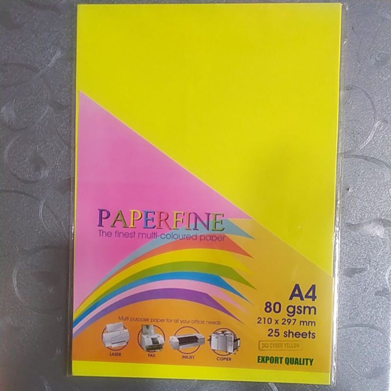 Jual Paperfine A4 80 Gram 25 Sheet Kertas Hvs Warna Shopee Indonesia