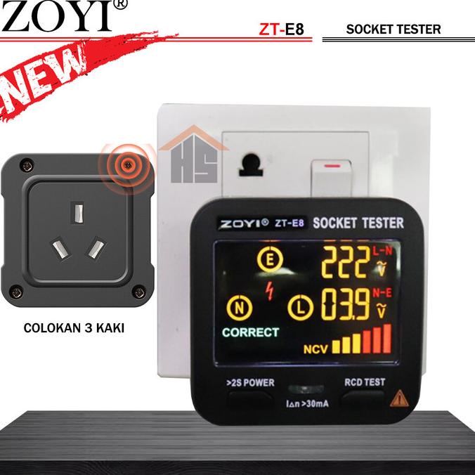 Jual Zoyi ZT E8 Digital Smart Socket Tester Voltage Test Socket