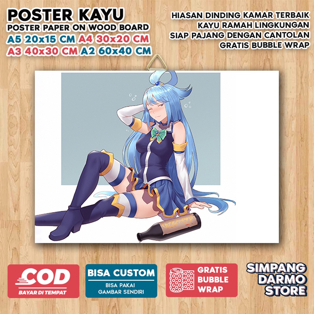 Jual Poster Kayu Konosuba Cute Aestehic Tema Anime Isekai Wibu Waifu