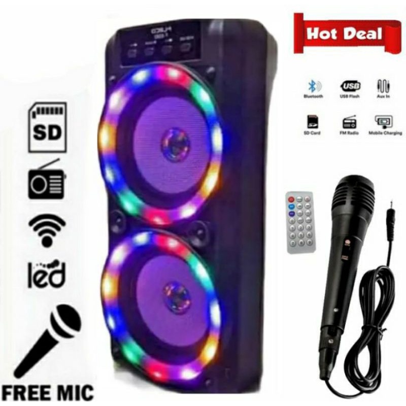 Jual Speaker Fleco F F Led Bluetooth Portabel Free Mic Karoeke