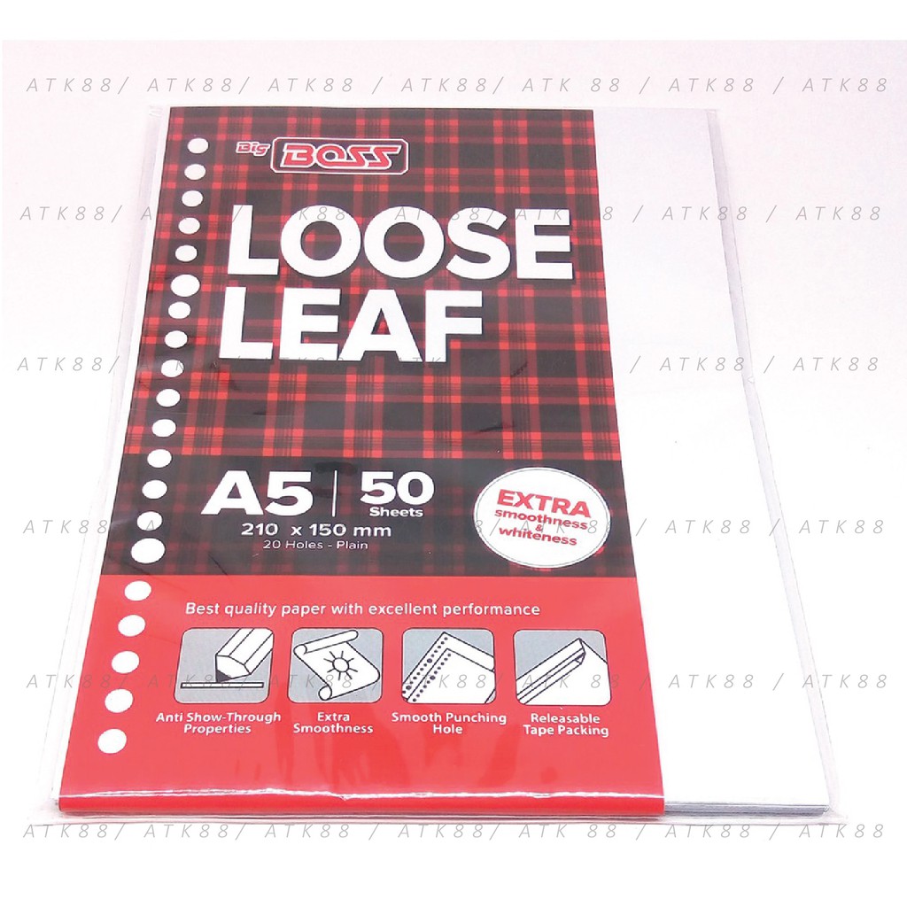 Jual Loose Leaf Big Boss A5 20 Holes Polos Isi 100 Lembar Shopee