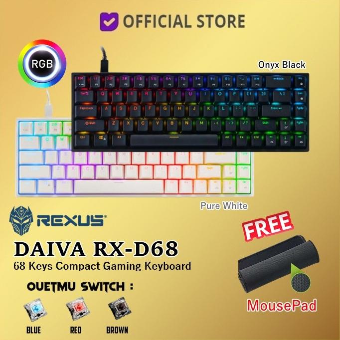 Jual Rexus Daiva RX D68 Keyboard Gaming Mechanical RXD68 D68 RGB