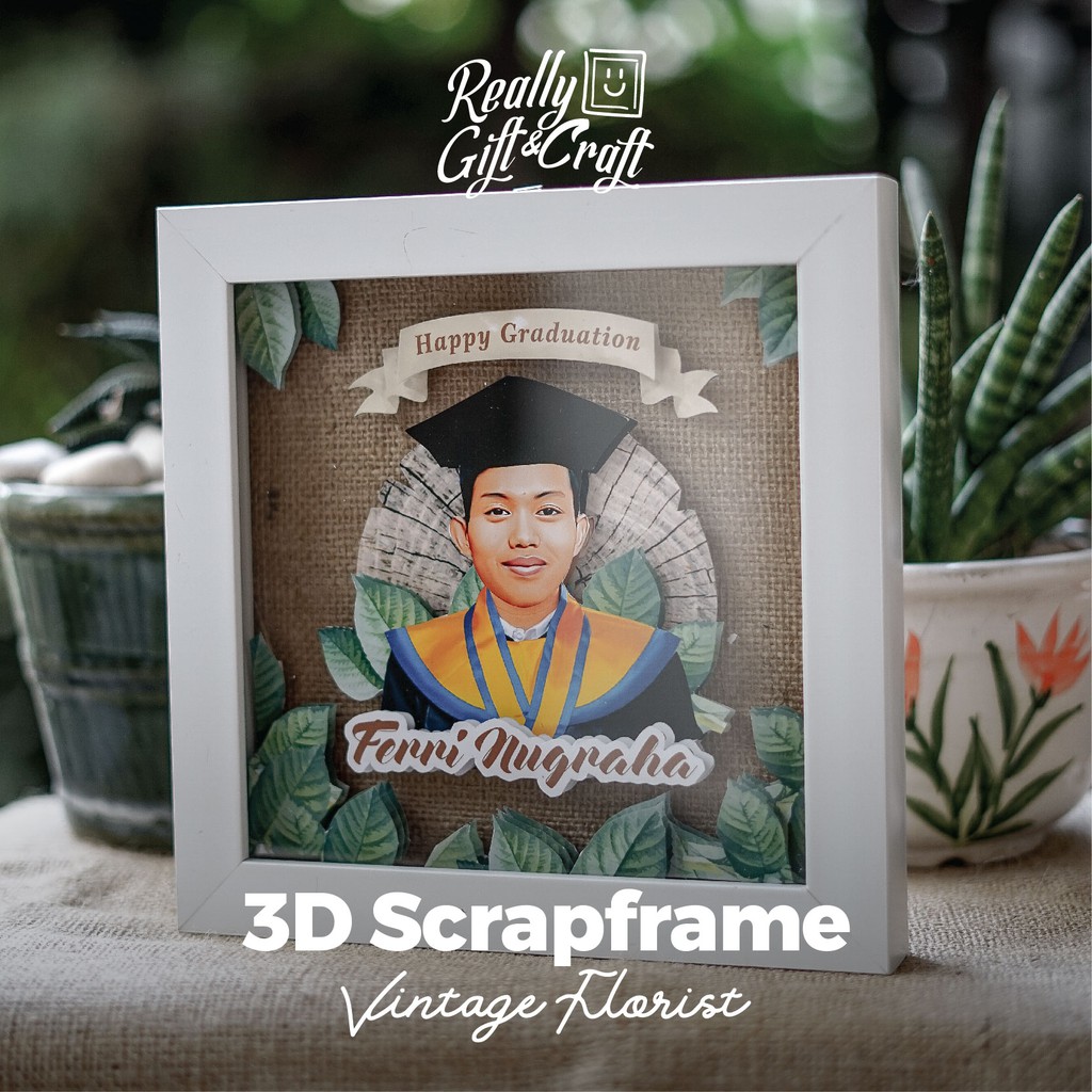 Jual Pigura D Scrapframe Wisuda Graduation Kado Vintage Florist