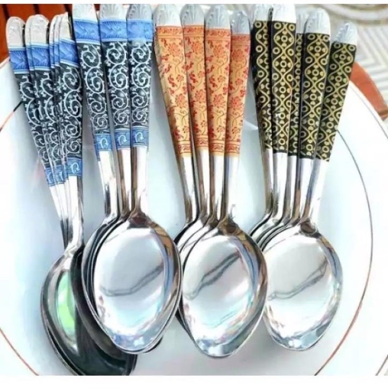 Jual SENDOK BATIK STAINLESS ISI 12PC Shopee Indonesia