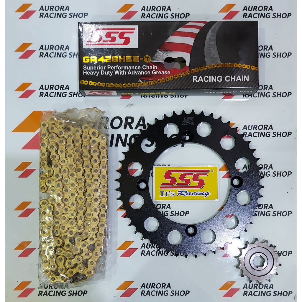 Jual GEAR SET SSS BLACK KLX 150 D TRACKER 150 RANTAI SSS 428 HSBT