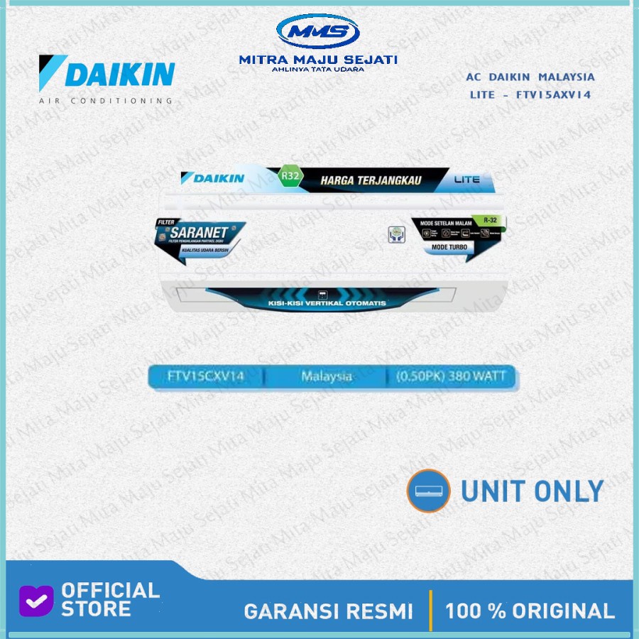 Jual AC DAIKIN STANDART 1 2PK FTV15 Unit Only Shopee Indonesia