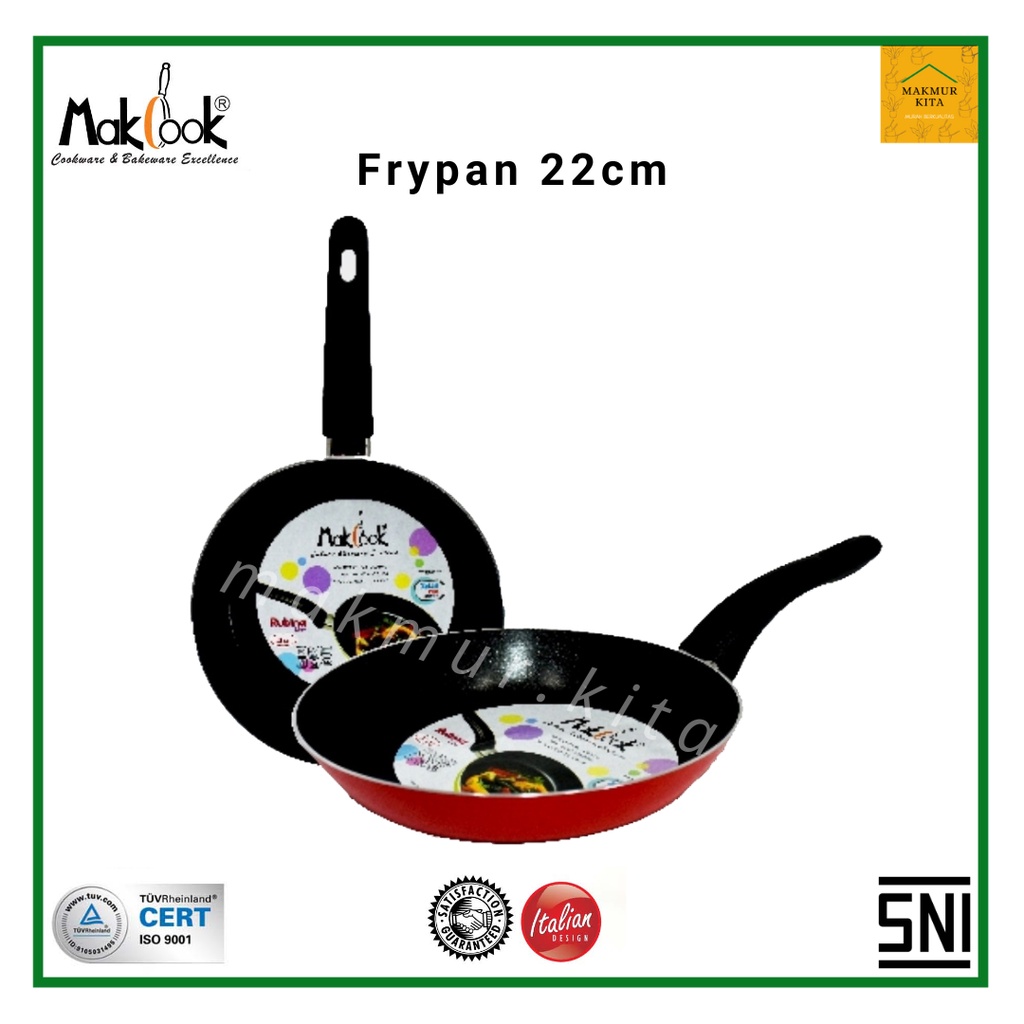 Jual Teflon Frypan 18 20 22 24 26 CM Makcook Anti Lengket Wajan