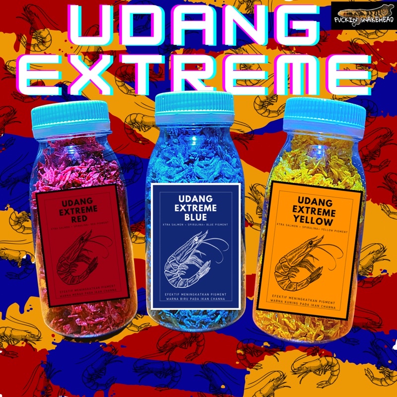 Jual Udang Kering Extreme Red Blue Yellow Pakan Ikan Channa Maru Yellow