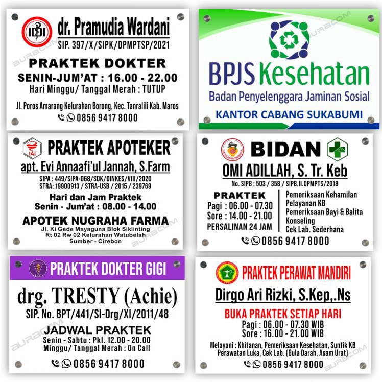 Jual Papan Praktek Apoteker Dokter Bidan Perawat Dll Bisa Custom