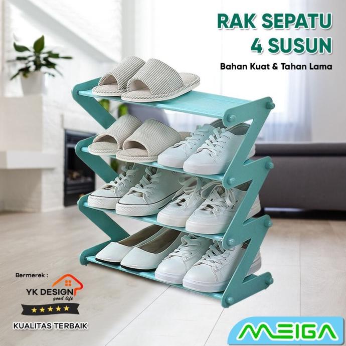 Jual Meiga Rak Sepatu 4 Susun Shoe Rack Sandal Mudah Bongkar Pasang Rak