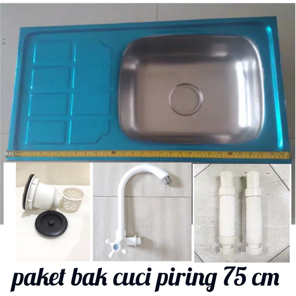 Jual Bak Wastafel Cuci Piring Stainless Cm Selang Kran Shopee Indonesia