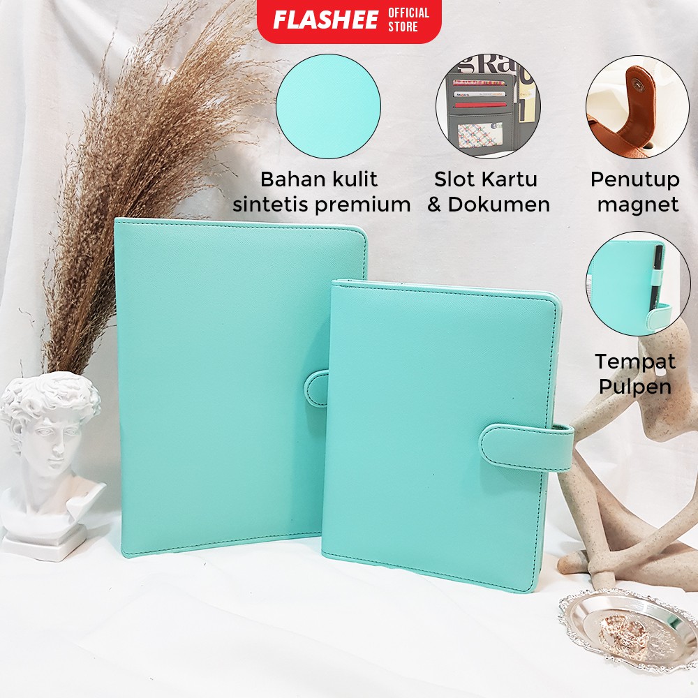 Jual Flashee Binder Polos Eksklusif Hijau Tosca A5 20 Ring B5 26 Ring