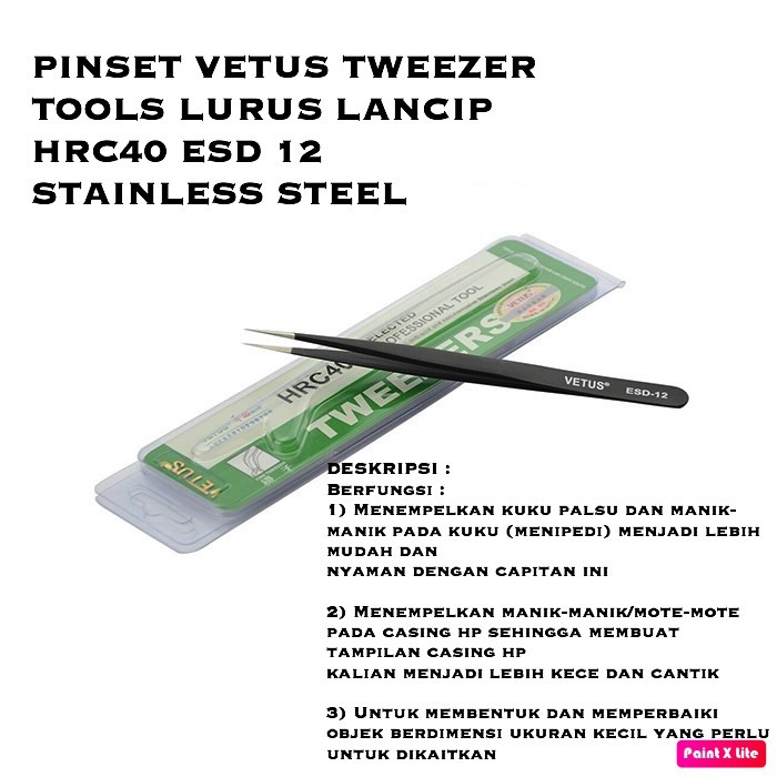 Jual Pinset Vetus Tweezer Tools Lurus Lancip Hrc Esd Stainless