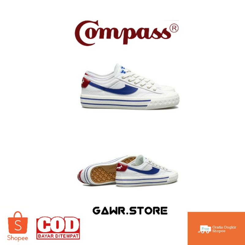 Jual ORIGINAL Sepatu Compass Retrograde Low White Blue Size 35 BRAND