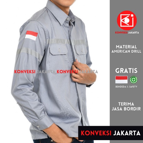 Jual Baju Wearpack Kemeja Safety K3 Proyek Tambang Lengan Panjang