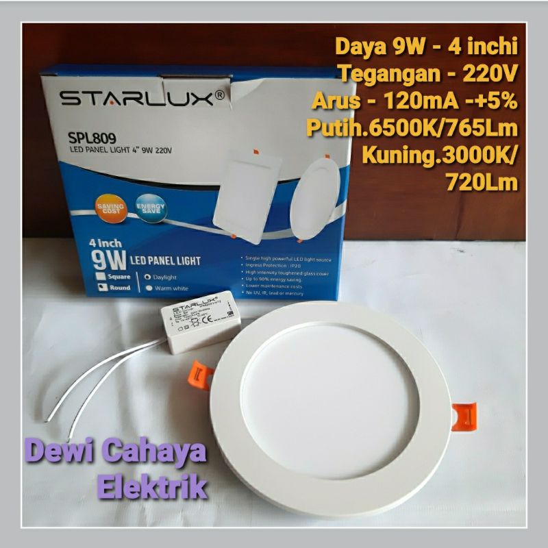 Jual Lampu LED Panel Downlight 9W 4 Inchi SNI Starlux LED PANEL