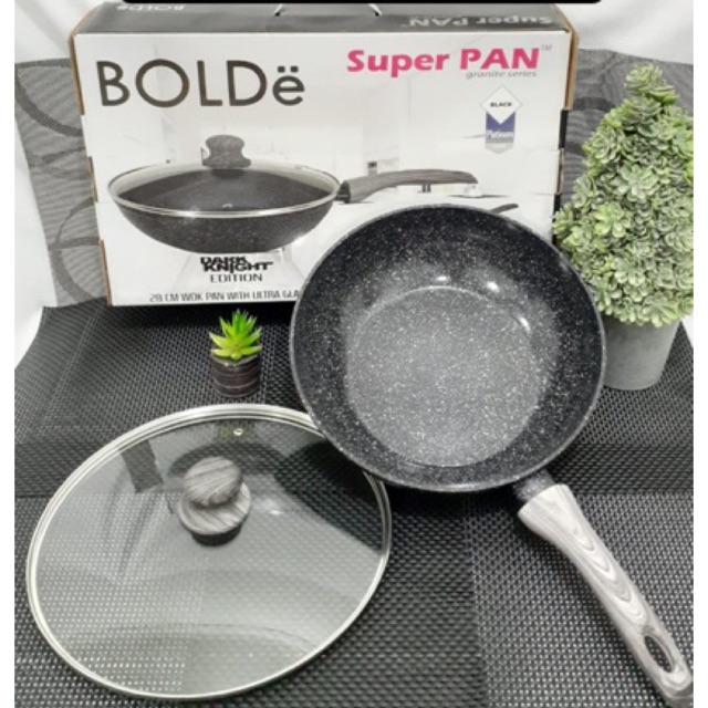 Jual BOLDe SUPER PAN Wok 28 Cm Dengan Tutup Kaca Beige Series Wajan