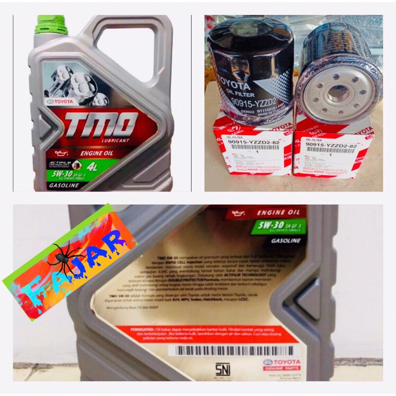 Jual Oli Mesin Toyota TMO 5W 30 4L Paket Filter Oli Innova Fortuner