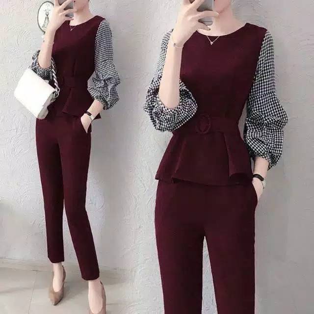 Jual Set 2in1 Maudy Setelan Wanita Import Gaya Korea Baju Formal