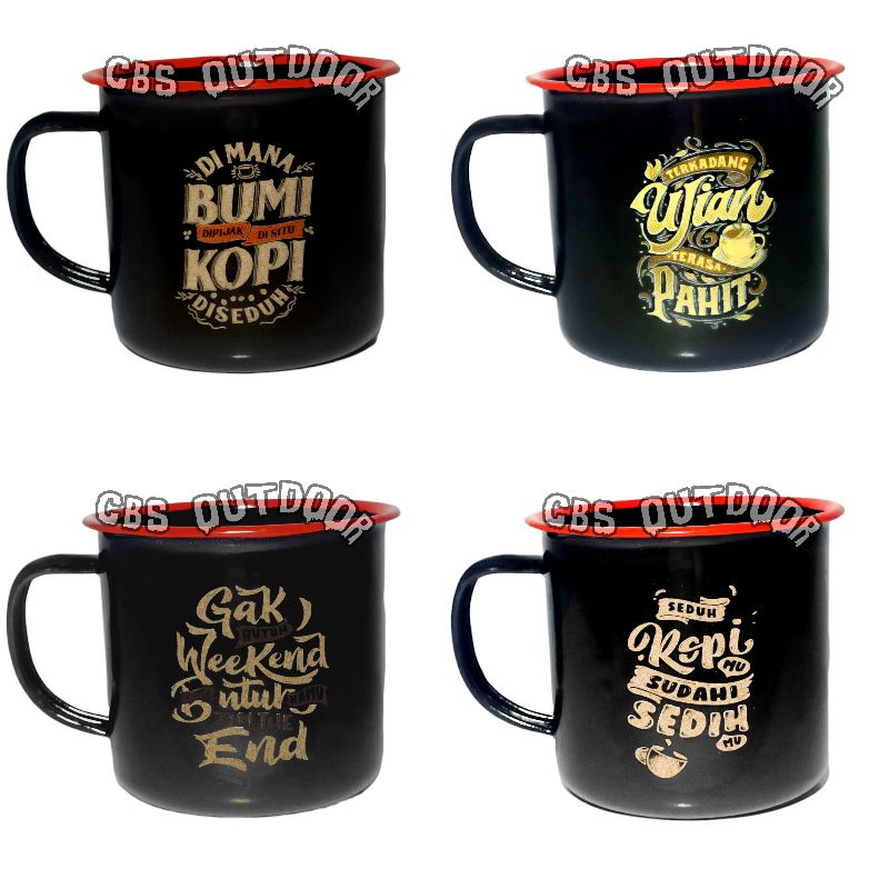 Jual Gelas Cangkir Mug Muk Enamel Kopi Coffee Outdoor Gunung No Keramik