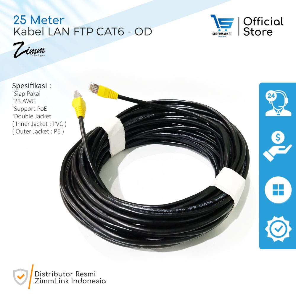 Jual Kabel Lan Ftp Cat Zimmlink Double Jacket Panjang Meter Siap