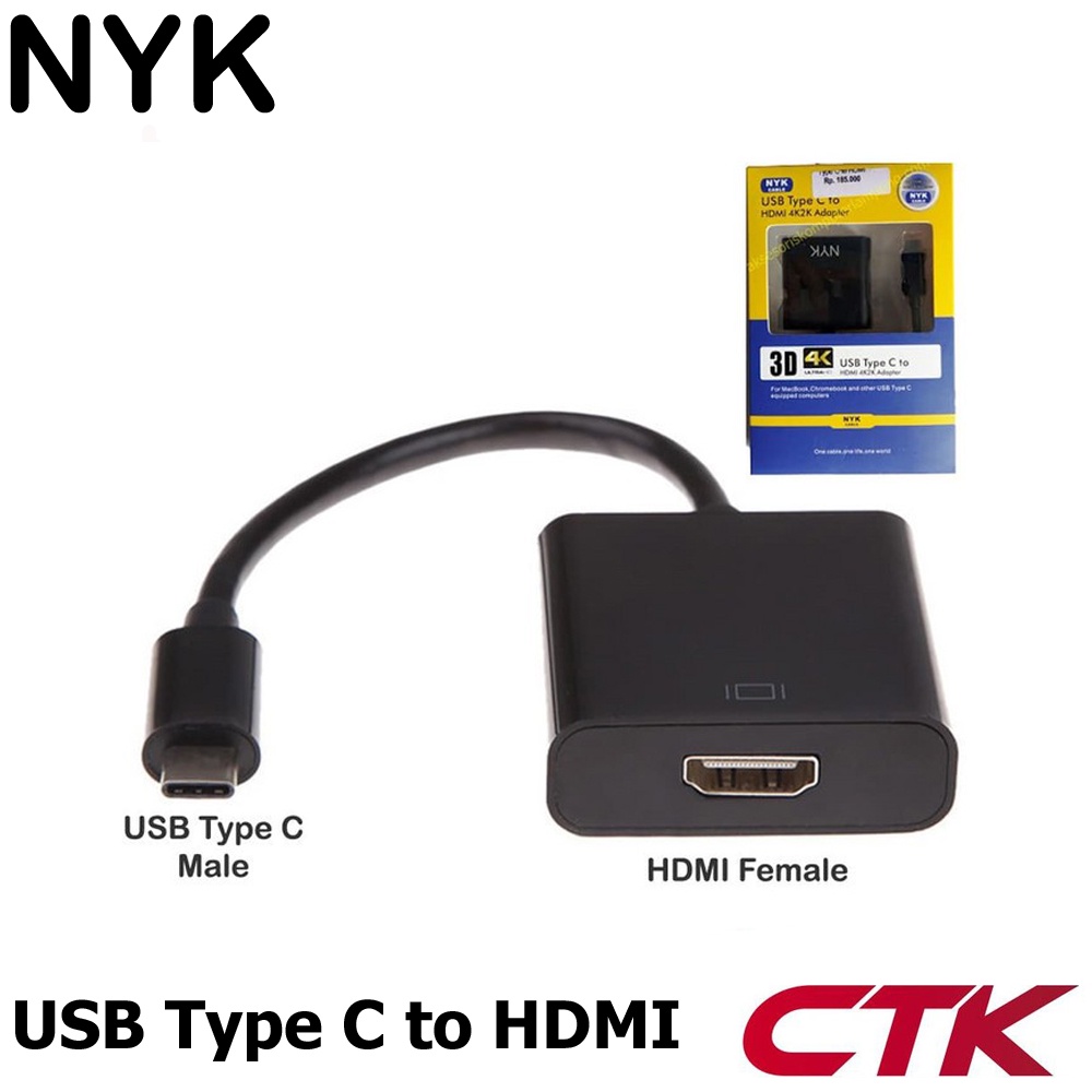 Jual Kabel Converter USB Type C To HDMI Adapter NYK UB31TCMHDAF