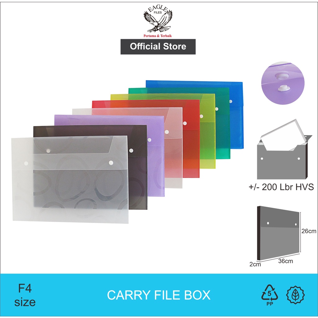 Jual Carry File Box Transparan EAGLE Files Tebal 2 CM F4 Folio Tas